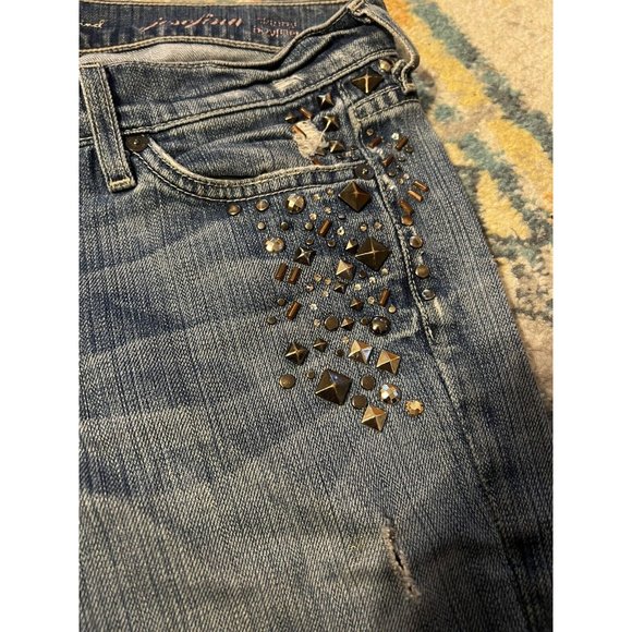 Seven 28 Josefina Embellished Skinny Boyfriend Jeans Distressed Button Front - Picture 2 of 12
